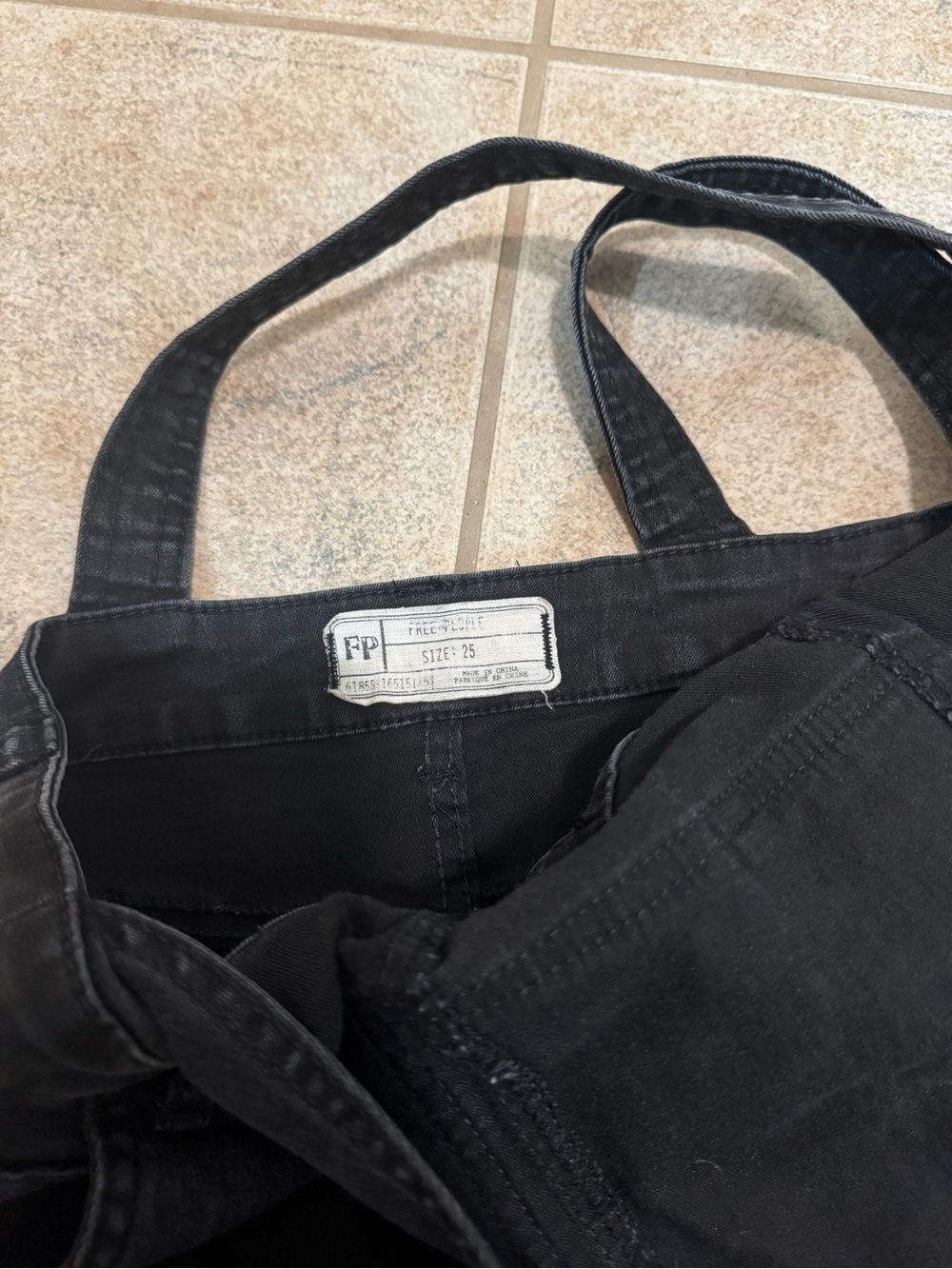 Free People Black Denim Tote with Overalls Straps